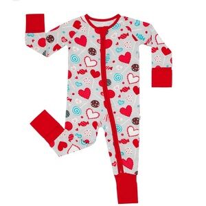Little Sleepies Gray Sweet Valentine Bamboo Viscose Zippy Size 3-6M